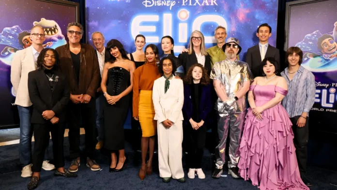 Pixar CCO Pete Docter, Young Dylan, Brad Garrett, Pixar president Jim Morris, Jameela Jamil, Madeline Sharafian, Zoe Saldaña, Domee Shi, Yonas Kibreab, Mary Alice Drumm, Remy Edgerly, Rob Simonsen, Brendan Hunt, Brandon Moon, Naomi Watanabe and Jake Getman