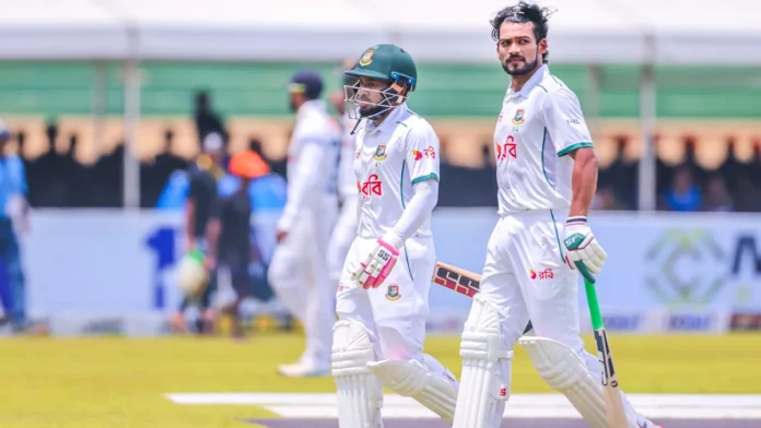 গলে শুরুতেই বিপর্যয়, শান্ত-মুশফিকের দৃঢ়তায় বাংলাদেশের লাঞ্চে ৯৩/৩