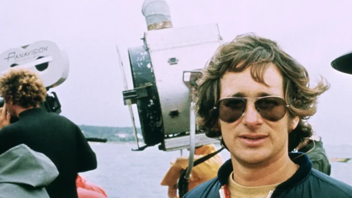 Steven Spielberg on the set of 'Jaws'