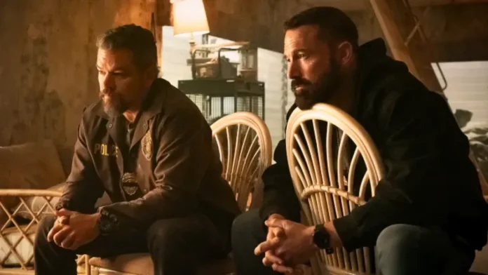 Matt Damon as Lieutenant Dane Dumars and Ben Affleck as Det Sergeant JD Byrne in 'The RIP'