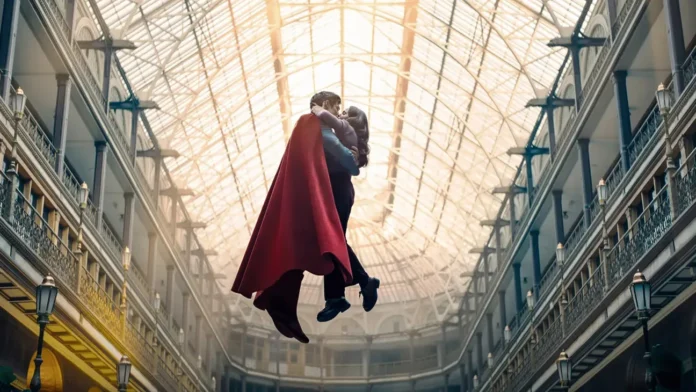 David Corenswet as Superman and Rachel Brosnahan as Lois Lane in 'Superman.'