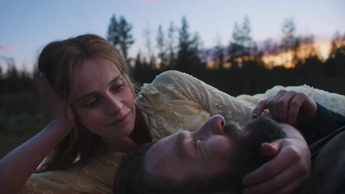Felicity Jones and Joel Edgerton in 'Train Dreams.'