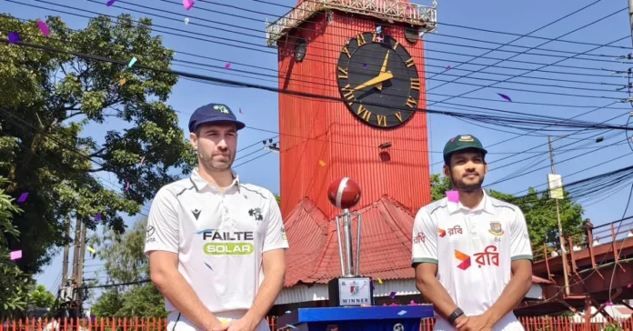 সিলেটের আলী আমজাদের ঘড়িঘরে বাংলাদেশ-আয়ারল্যান্ড টেস্ট ট্রফির উন্মোচন