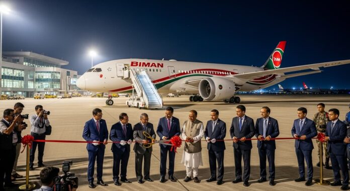 ঢাকা-করাচি রুটে বিমানের উদ্বোধনী ফ্লাইটের দৃশ্য - প্রতীকী চিত্র।