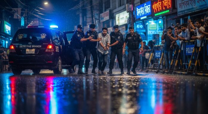 ডিবি পুলিশের অভিযানে গ্রেফতার হওয়া এক ব্যক্তির দৃশ্য - প্রতীকী চিত্র