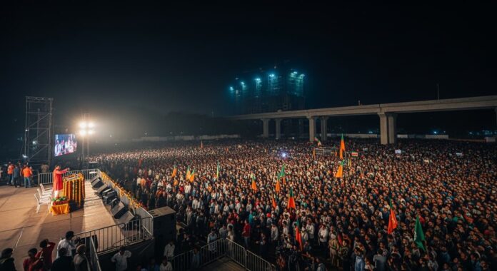 গাজীপুরের ভাওয়াল রাজবাড়ি মাঠে রাজনৈতিক জনসভার দৃশ্য - প্রতীকী চিত্র