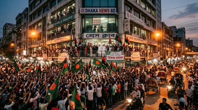 নয়াপল্টনে দলীয় কার্যালয়ের সামনে বিপুল জনসমাগমের একটি প্রতীকী চিত্র।