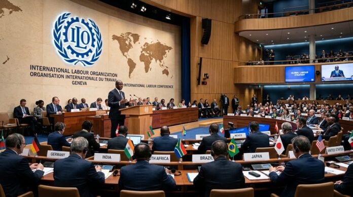 জেনেভায় আইএলও অধিবেশনে বাংলাদেশের শ্রম সংস্কার নিয়ে আলোচনার একটি প্রতীকী চিত্র।