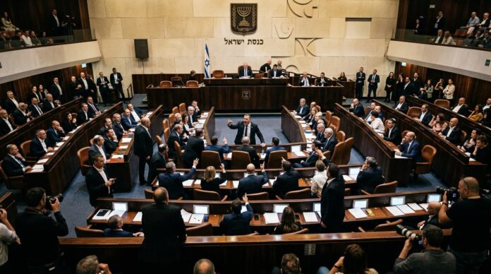 ইসরায়েলি পার্লামেন্ট নেসেটে বিতর্কিত বিল নিয়ে আলোচনার প্রতীকী চিত্র।