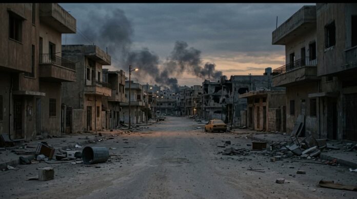 মধ্যপ্রাচ্যে চলমান যুদ্ধের ভয়াবহতার একটি প্রতীকী চিত্র।