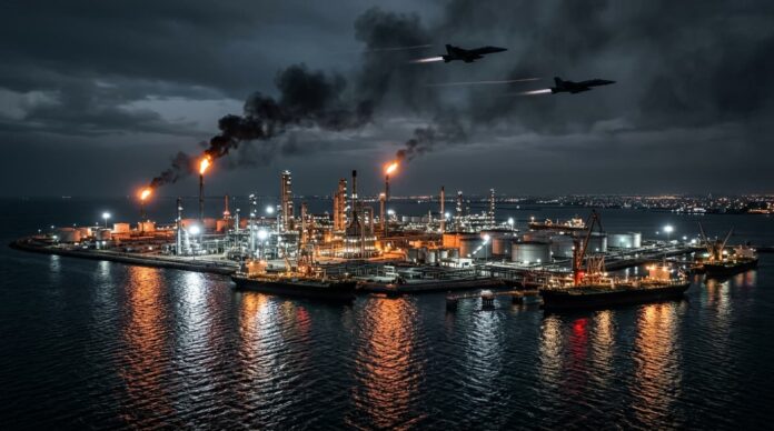 হরমুজ প্রণালীর কাছে ইরানের জ্বালানি অবকাঠামোর একটি প্রতীকী চিত্র।