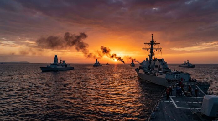 পারস্য উপসাগরে নৌ-যুদ্ধের একটি প্রতীকী চিত্র।