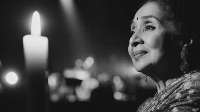 প্রয়াত কিংবদন্তি কণ্ঠশিল্পী আশা ভোঁসলের প্রতিকৃতি।