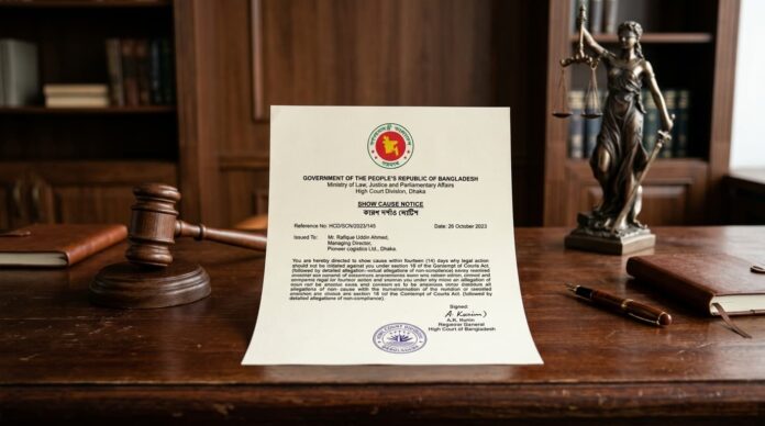 বিচারকদের বিরুদ্ধে আইন মন্ত্রণালয়ের শোকজ নোটিশের একটি প্রতীকী দৃশ্য।