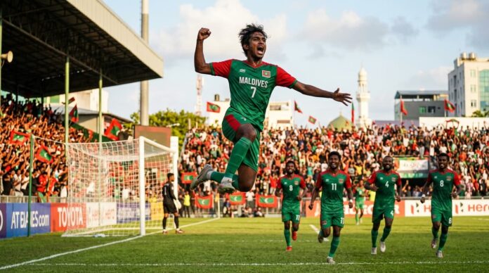 সাফ অনূর্ধ্ব-২০ চ্যাম্পিয়নশিপের সেমিফাইনালে বাংলাদেশের গোল উদযাপনের একটি প্রতীকী চিত্র।