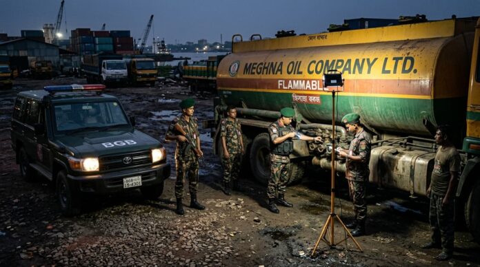 নারায়ণগঞ্জের সিদ্ধিরগঞ্জে অবৈধ তেল জব্দের পর বিজিবির অভিযানের একটি প্রতীকী চিত্র।