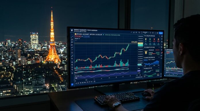 জাপানি ইয়েন এবং বিটকয়েনের দামের মধ্যে সম্পর্কের গ্রাফিক চিত্র।