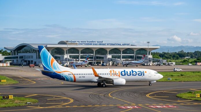 চট্টগ্রাম শাহ আমানত আন্তর্জাতিক বিমানবন্দরে ফ্লাইদুবাইয়ের একটি প্রতীকী চিত্র।