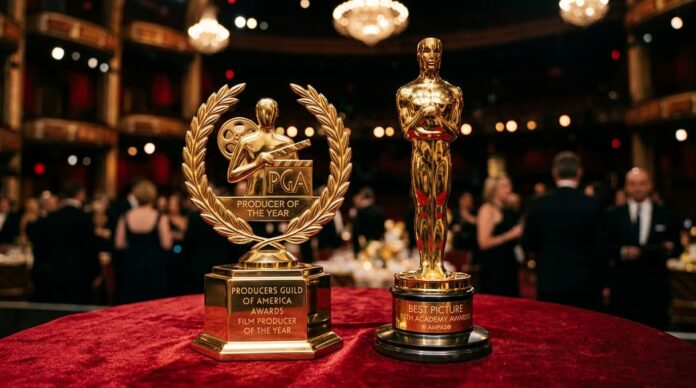 হলিউড অ্যাওয়ার্ড সিজনের প্রতীকী ছবি এবং ২০২৭ সালের ক্যালেন্ডার।