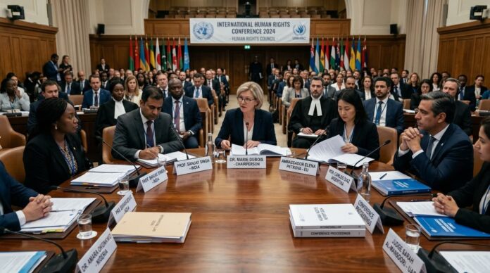 আন্তর্জাতিক মানবাধিকার সংস্থাগুলোর নীতিনির্ধারণী আলোচনার একটি প্রতীকী চিত্র।