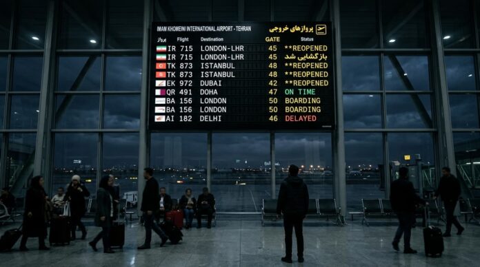 ইরানের আকাশপথ আংশিক খোলার ঘোষণার পর তেহরান বিমানবন্দরের প্রতীকী চিত্র।
