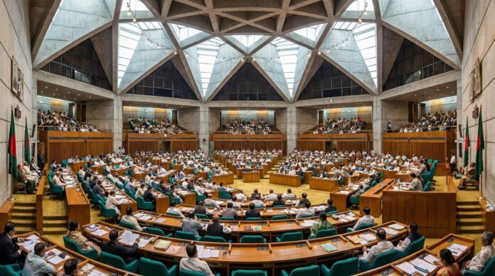 জাতীয় সংসদ অধিবেশনে সংসদ সদস্যদের উপস্থিতির একটি দৃশ্য।