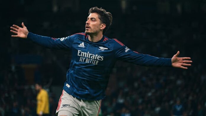 স্পোর্টিং লিসবনের বিপক্ষে জয়সূচক গোল করার পর কাই হ্যাভার্টজের উদযাপন।