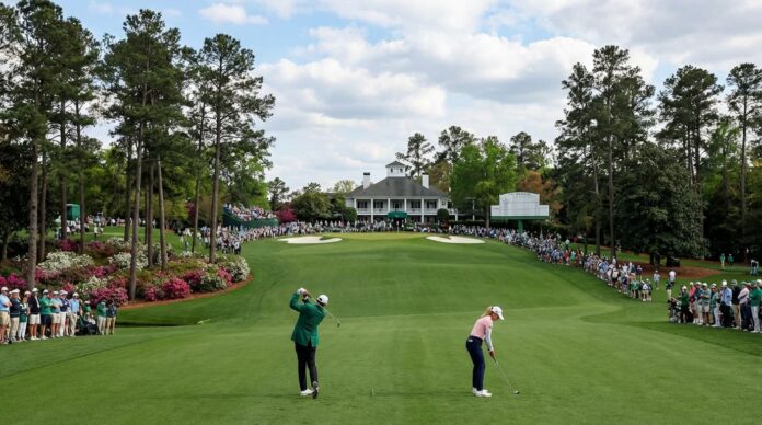 আগাস্টা ন্যাশনালে ৯০তম মাস্টার্সের প্র্যাকটিস সেশনে ব্যস্ত গলফাররা।