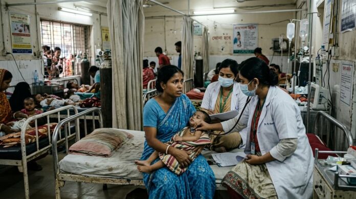 সংসদে হামের প্রাদুর্ভাব নিয়ে আলোচনার প্রেক্ষাপটে হাসপাতালের আইসোলেশন ওয়ার্ডের দৃশ্য।