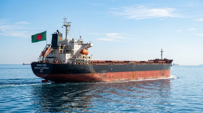 পারস্য উপসাগরে এমভি বাংলার জয়যাত্রা জাহাজের একটি প্রতীকী দৃশ্য।