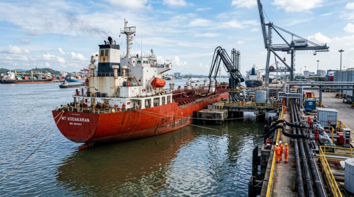 চট্টগ্রাম বন্দরে পিভিটি সোলানা জাহাজ থেকে ডিজেল খালাসের একটি প্রতীকী চিত্র।