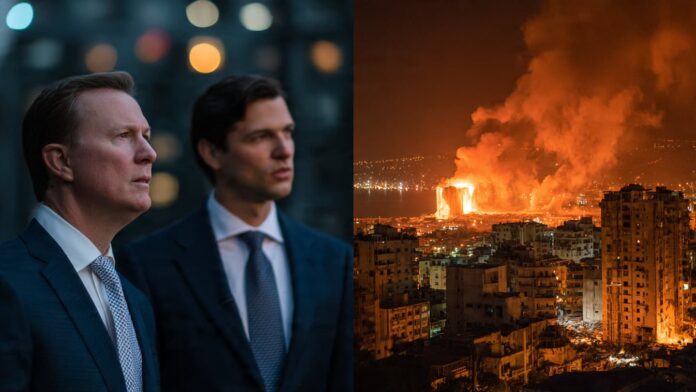 একদিকে মার্কিন কূটনীতিকদের আলোচনার প্রস্তুতি, অন্যদিকে বৈরুতে বোমাবর্ষণের ভয়াবহ দৃশ্য।