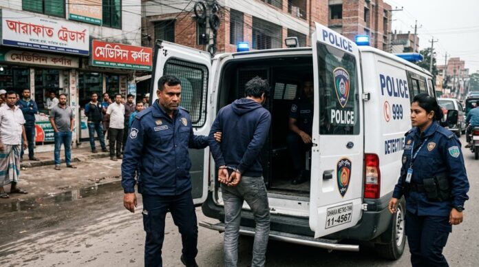 চিফ হুইপকে ব্ল্যাকমেইল চেষ্টার অভিযোগে গ্রেপ্তার আসামীকে নিয়ে যাচ্ছে ডিবি পুলিশ।