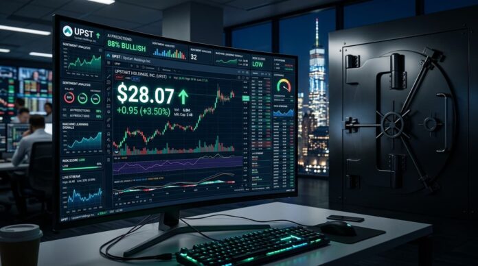 আপস্টার্ট হোল্ডিংসের স্টক চার্ট এবং এআই ব্যাংকিংয়ের ভবিষ্যৎ রূপরেখা।