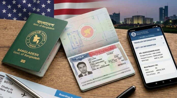 মার্কিন ভিসা এবং আই-৯৪ ফর্ম চেক করার ওয়েবসাইট নির্দেশক চিত্র।