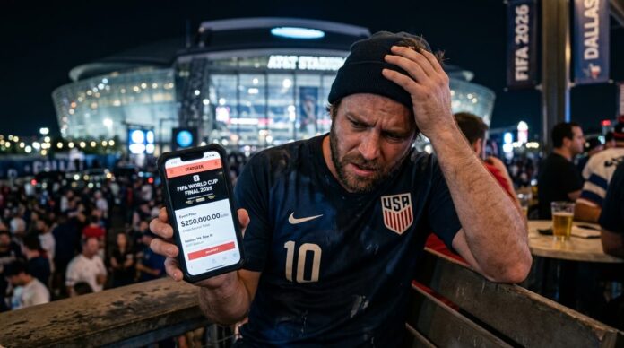 ২০২৬ বিশ্বকাপের টিকিটের আকাশচুম্বী দাম দেখে হতাশ এক ফুটবল সমর্থক।